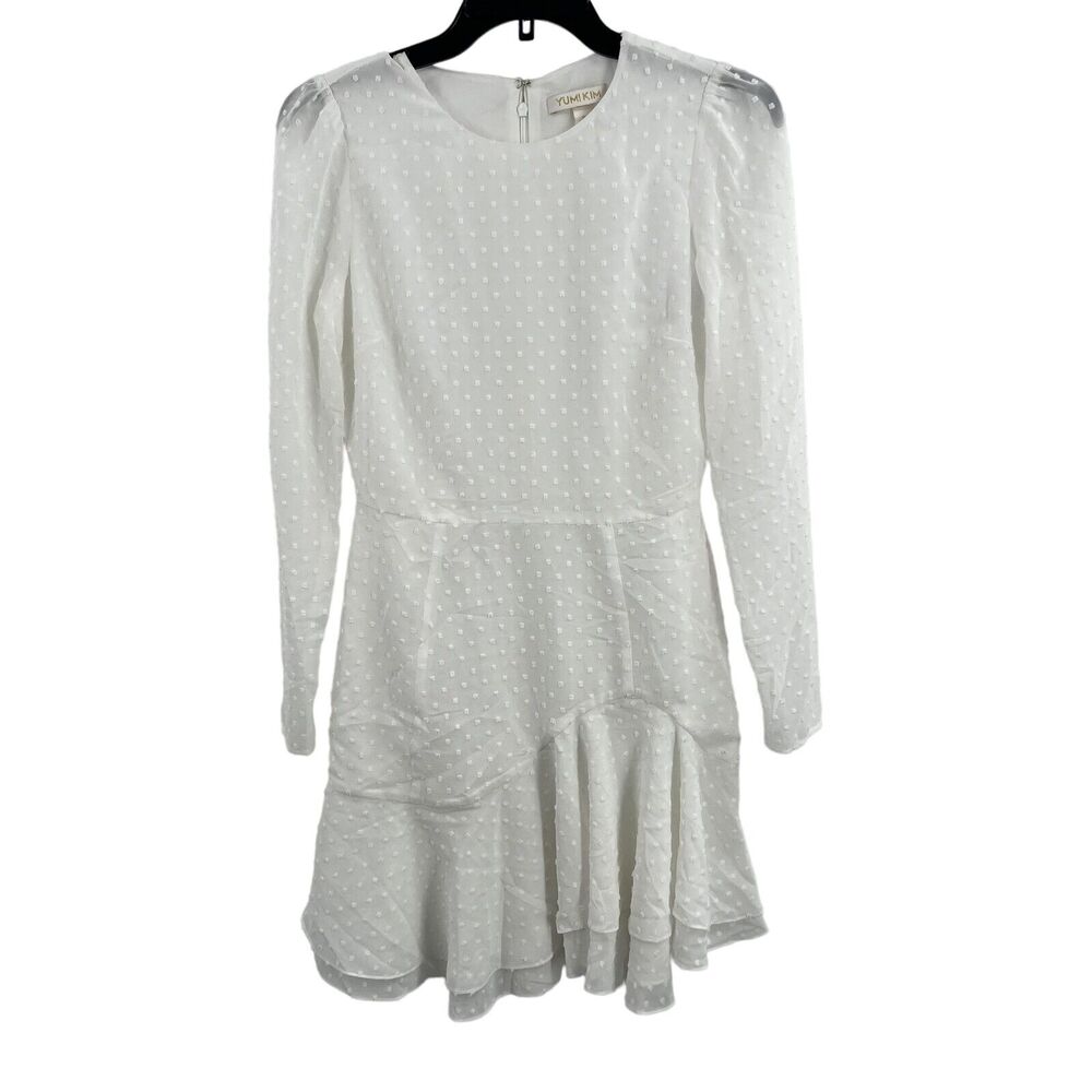 Yumi Kim White Swiss Dot Mini Dress Small New